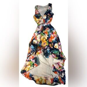 Elegant Floral High-Low Dress